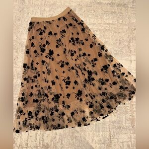 Chicwish Black Floral Mesh Skirt